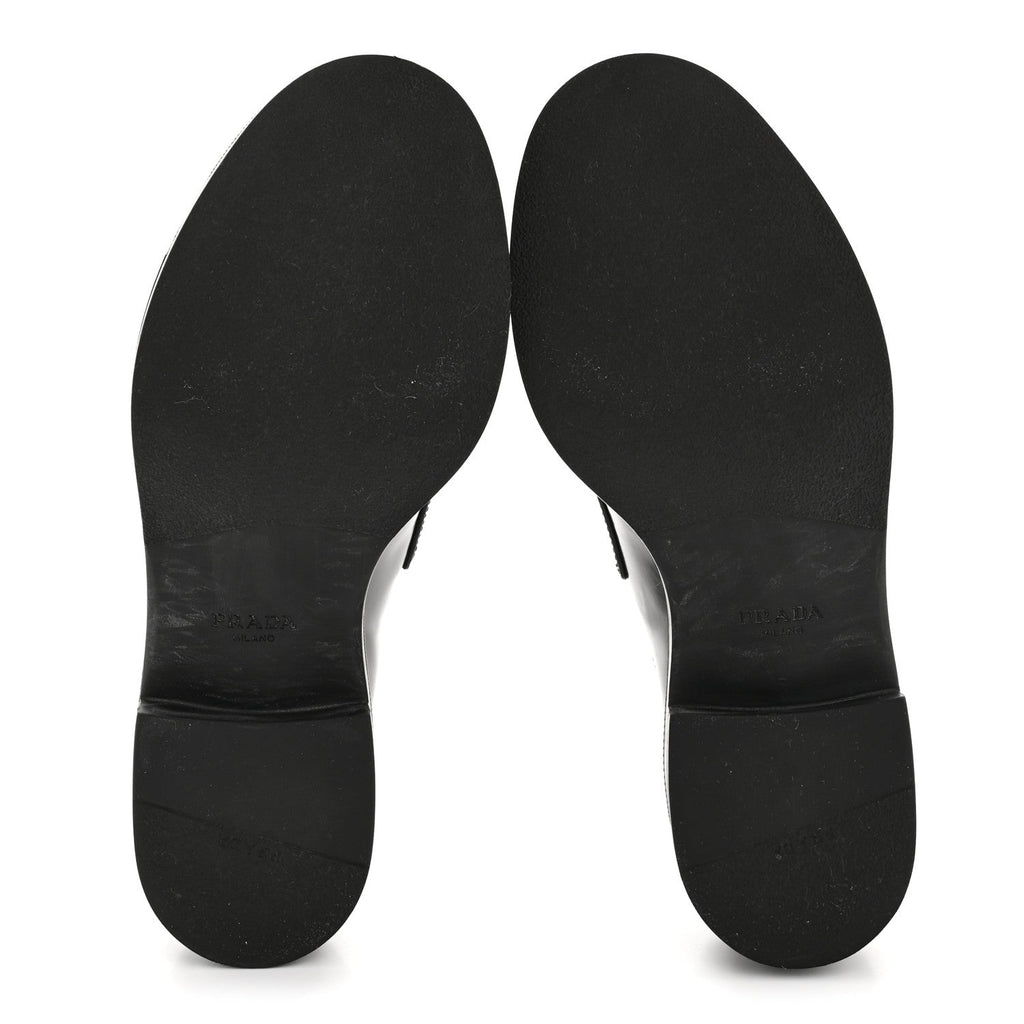 Prada Spazzolato Metal Triangle Logo 50mm Loafers 36.5 Black