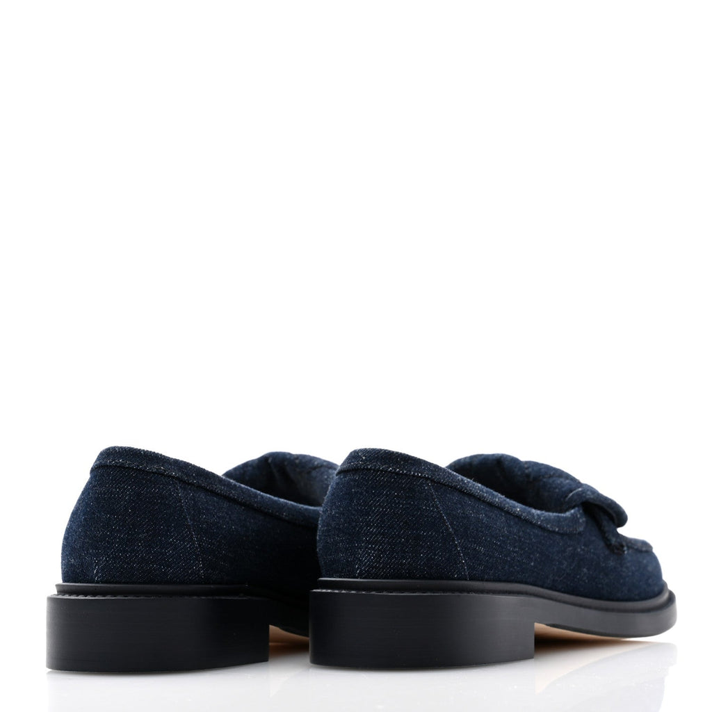 Chanel Denim CC Turnlock Loafers 36.5 Dark Blue