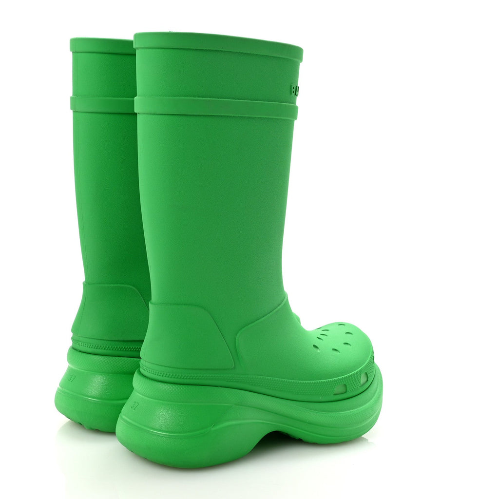 Balenciaga X CROCS Rubber Womens Rain Boots 37 Grass Green