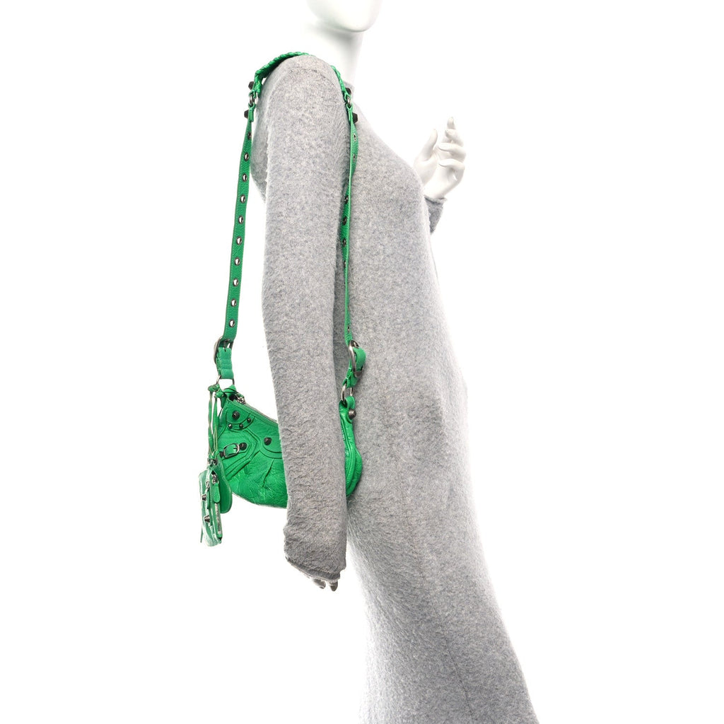 Balenciaga Agneau Arena Le Cagole Shoulder Bag XS Vivid Green