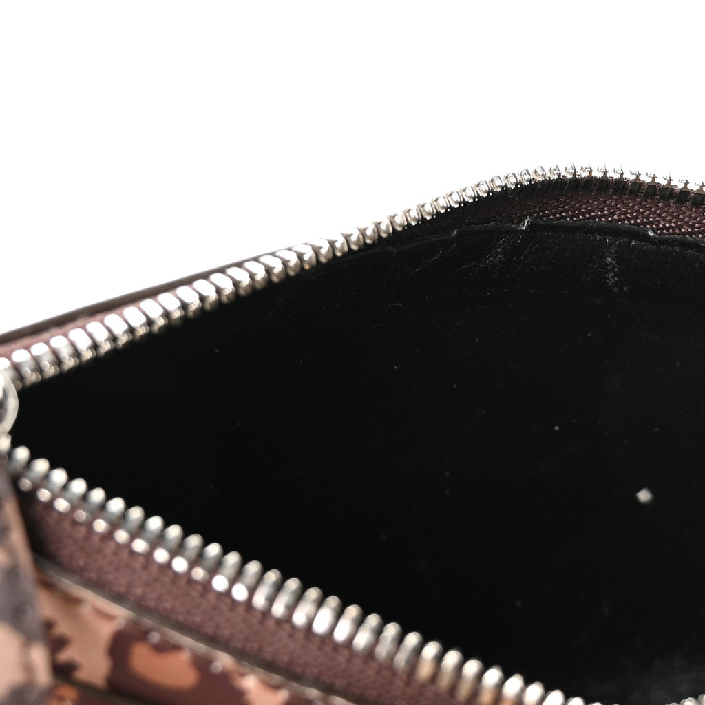 Balenciaga Calfskin Logo Leopard Print Cash Long Coin Card Holder Beige White