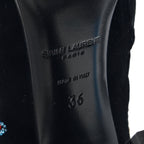 Saint Laurent Velvet Embroidered Claire Boots 36 Black