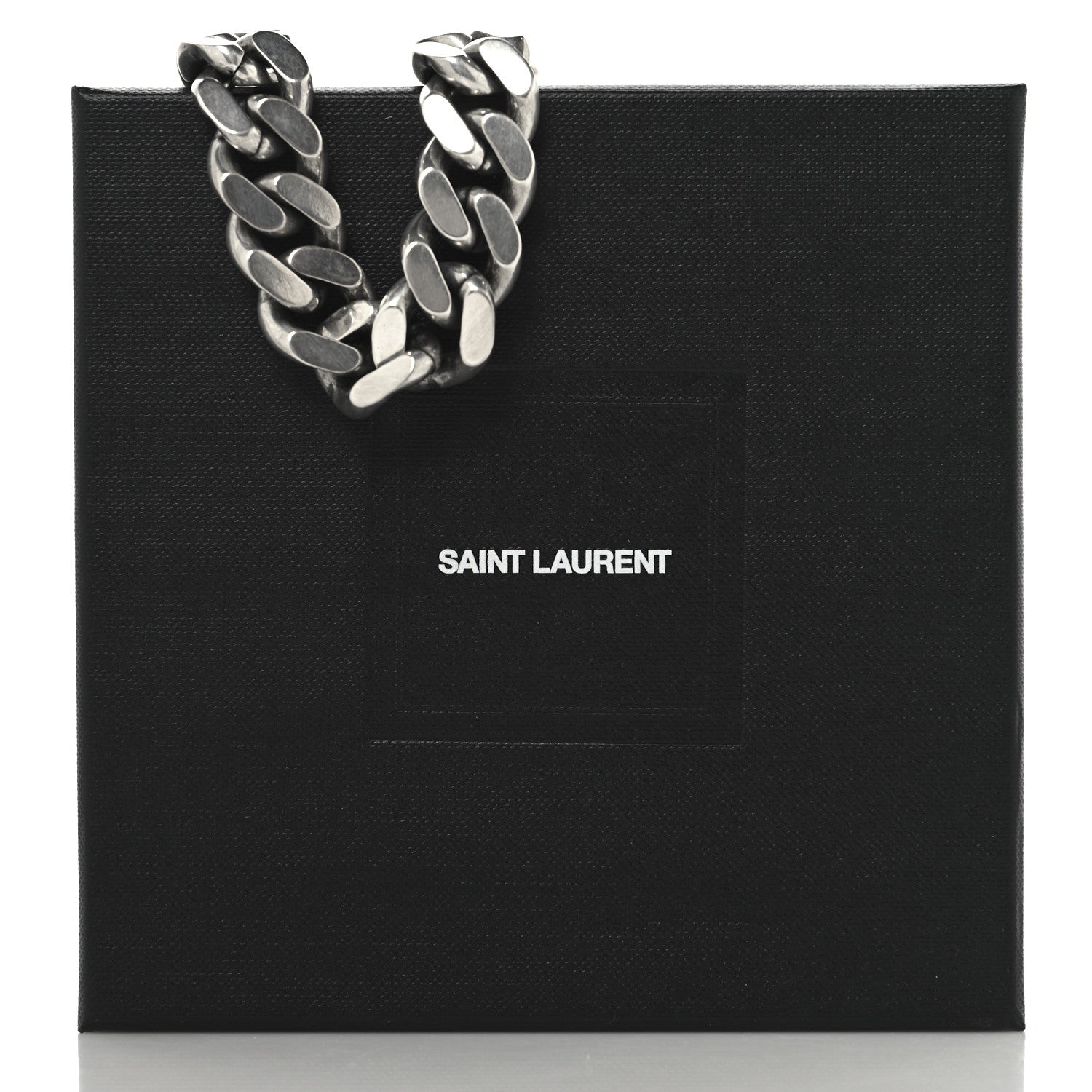 Saint Laurent Metal Curb Chain Necklace Oxidized Silver