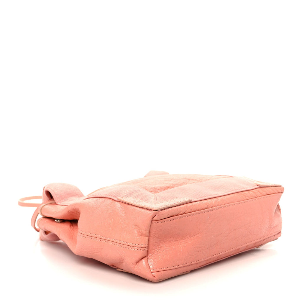 Balenciaga Agneau Stadio Ruban Viscose Navy Cabas XS Rose Ballerine