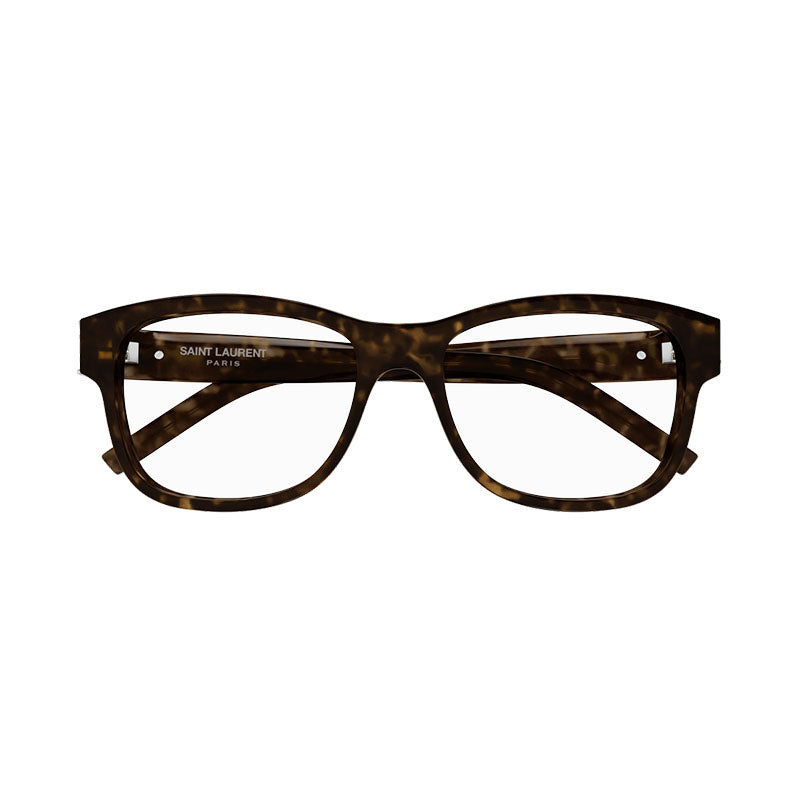 Saint Laurent Eyeglasses Square Full Rim, Dark Havana Frame and Clear Demo Lens Lens SLM132005