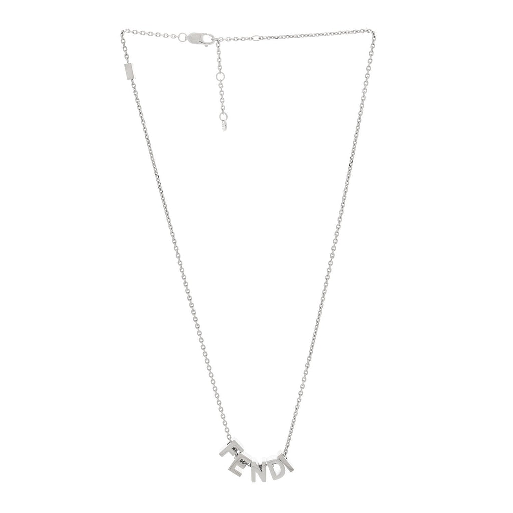 Fendi Metal Logo Charm Necklace Silver
