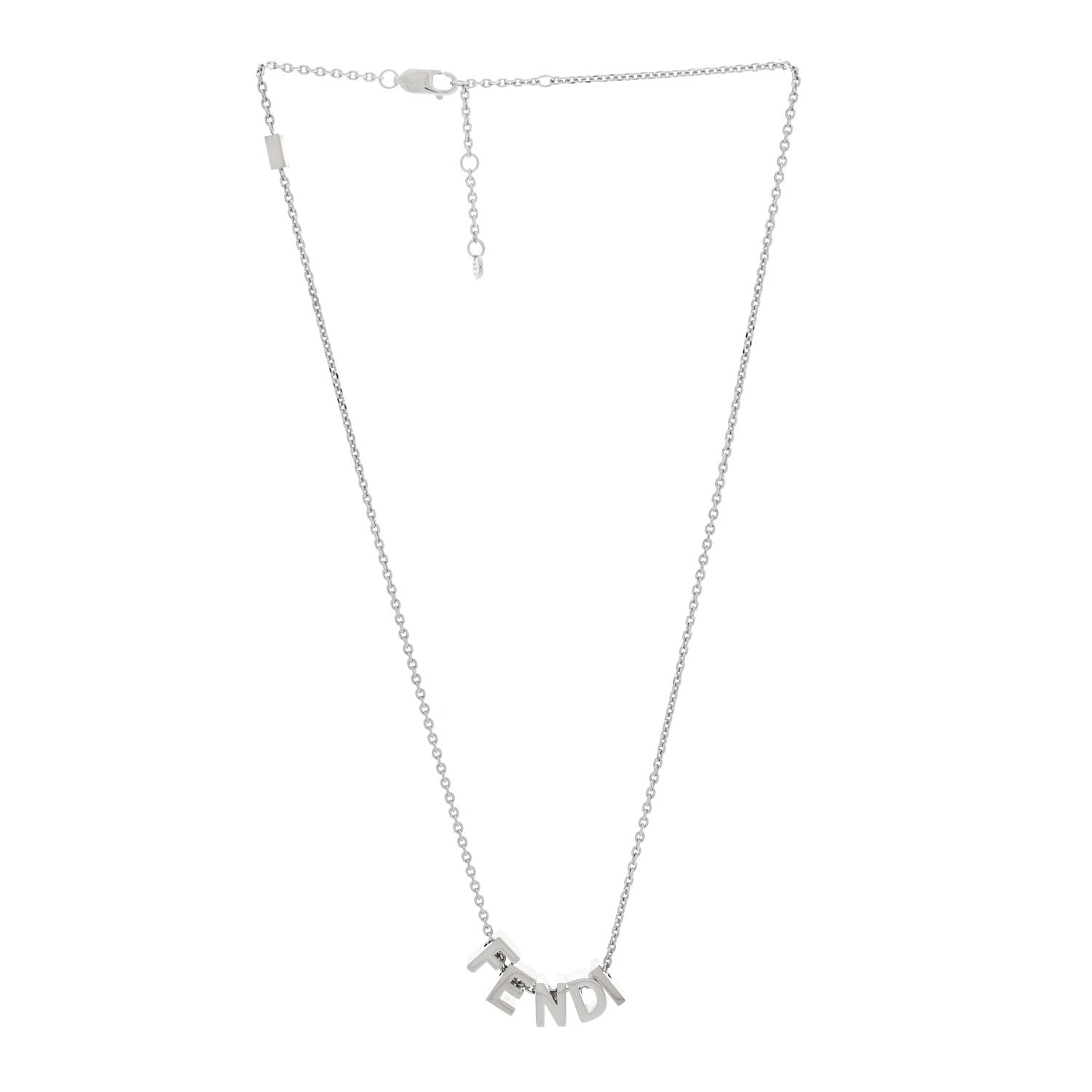 Fendi Metal Logo Charm Necklace Silver