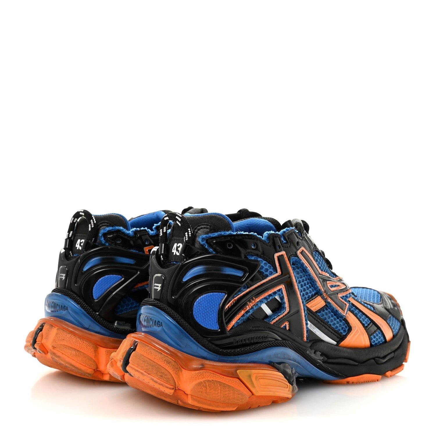 Balenciaga Mesh Rubber Bi-Color Mens Runner Sneakers 10 Blue Orange Black White
