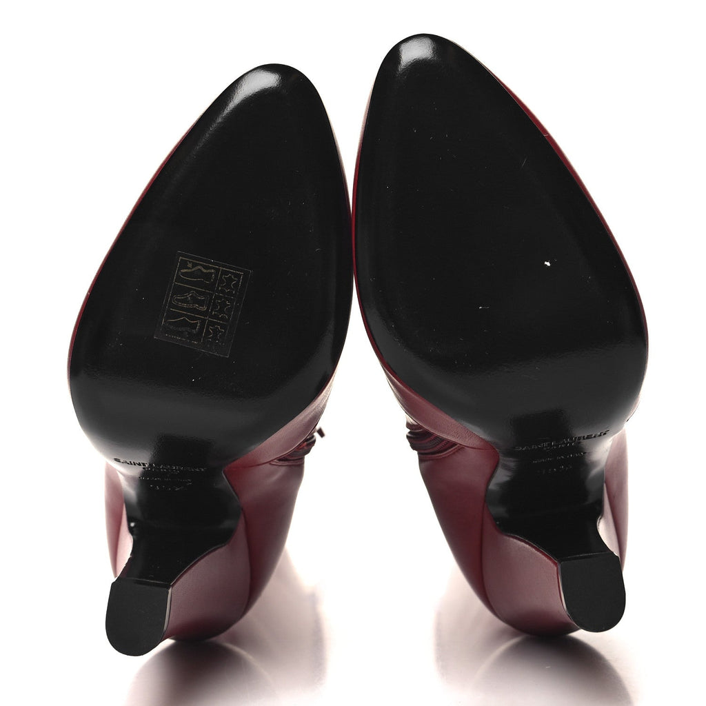 Saint Laurent Calfskin Knee High Skinny Boots 35.5 Opyum Red