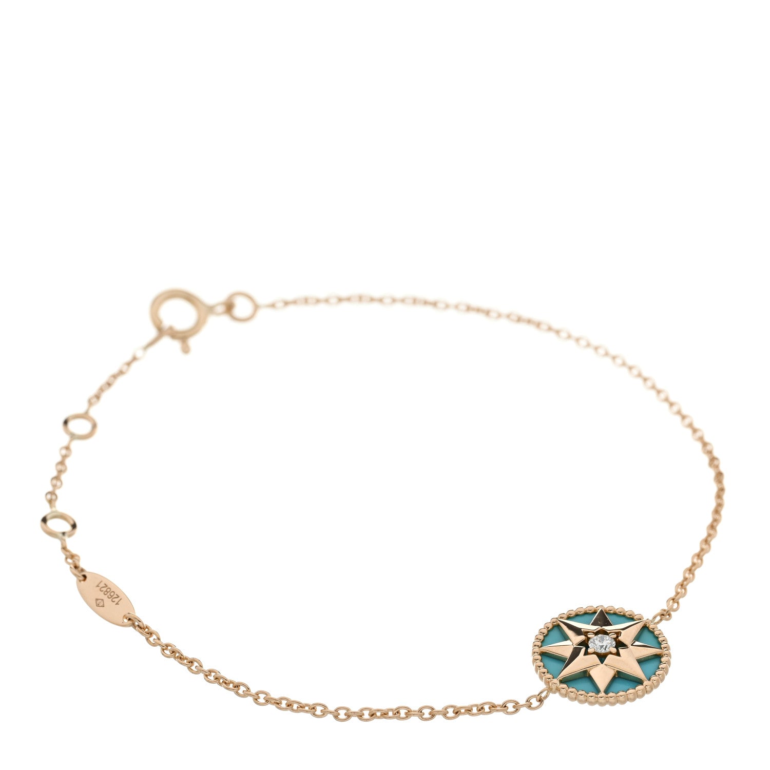 Christian Dior 18K Yellow Gold Diamond Turquoise Rose des Vents Bracelet