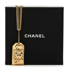 Chanel CC Padlock ID Dog Tag Charm Necklace Gold