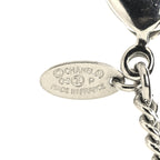 Chanel Metal Crystal CC Long Chain Necklace Silver