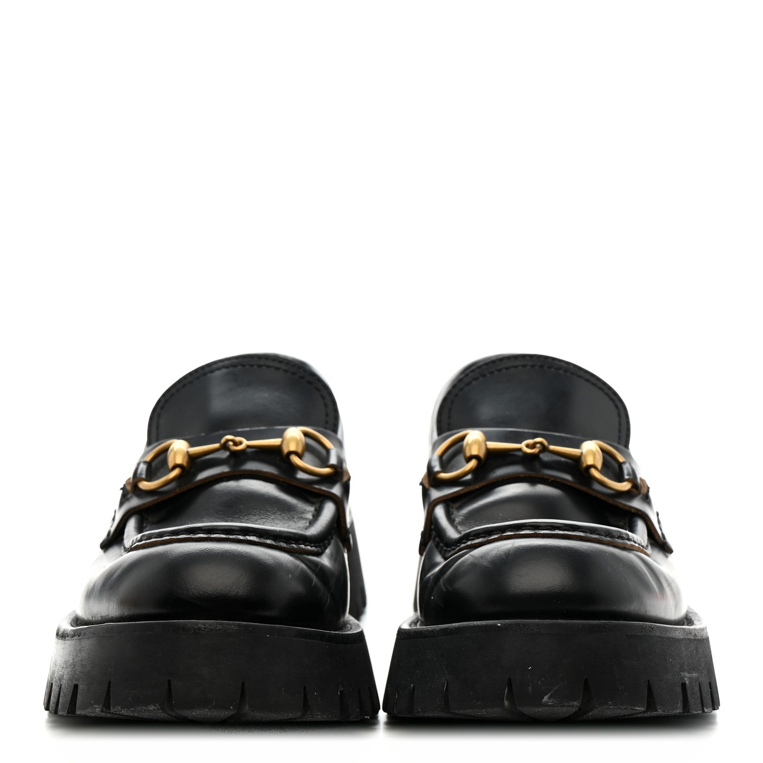 Gucci Cordovan Lux Womens Harald Horsebit 25mm Platform Loafers 39 Black