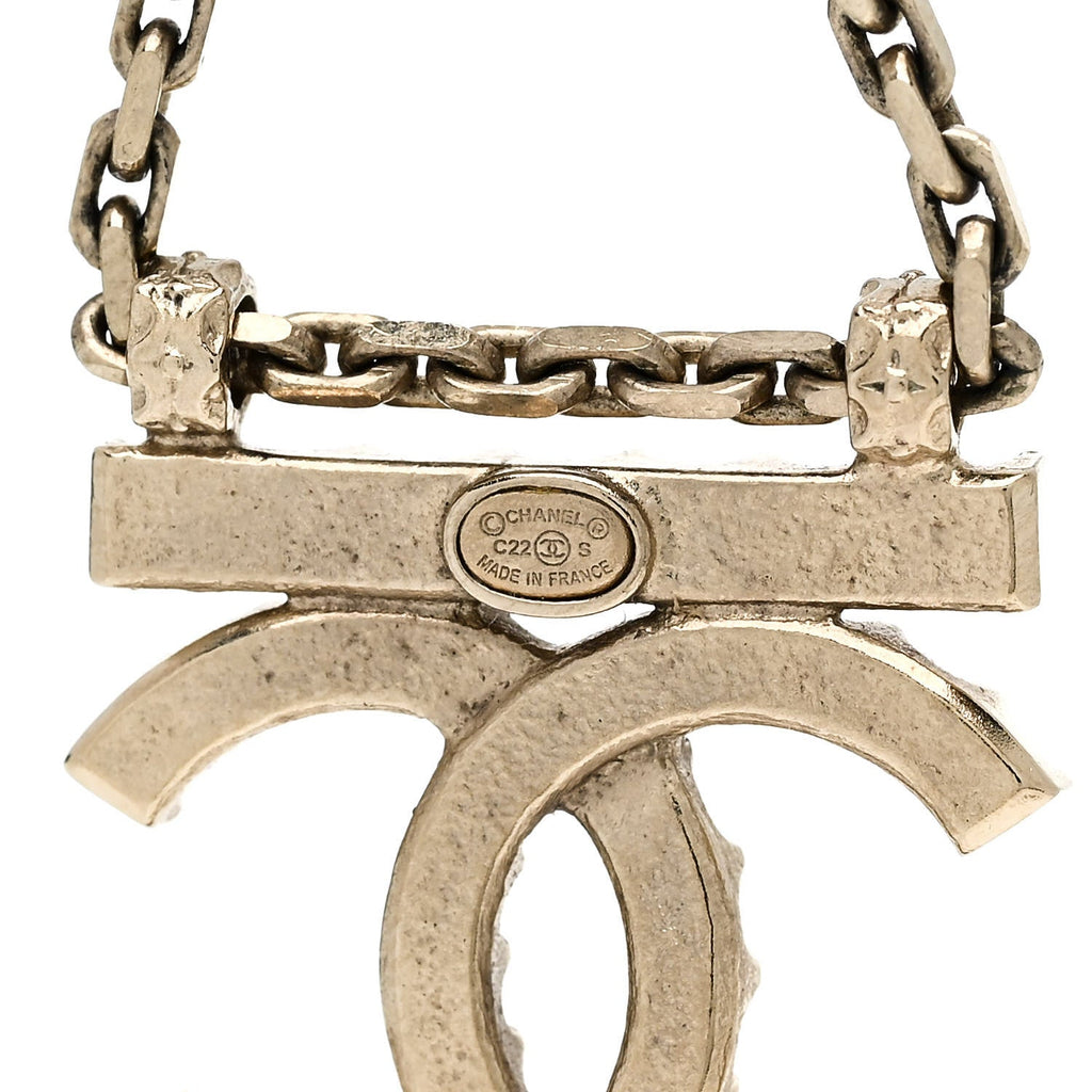 Chanel Crystal Star Drop CC Earrings Gold