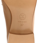 Chanel Lambskin Quilted Womens CC Loafers 37 Dark Beige