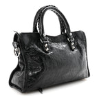 Balenciaga Agneau Arena Storico Silver Hardware Small Le City Black