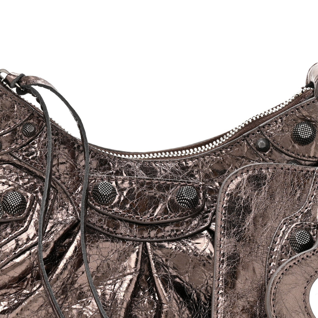 Balenciaga Metallic Agneau Arena Le Cagole Shoulder Bag XS Dark Bronze