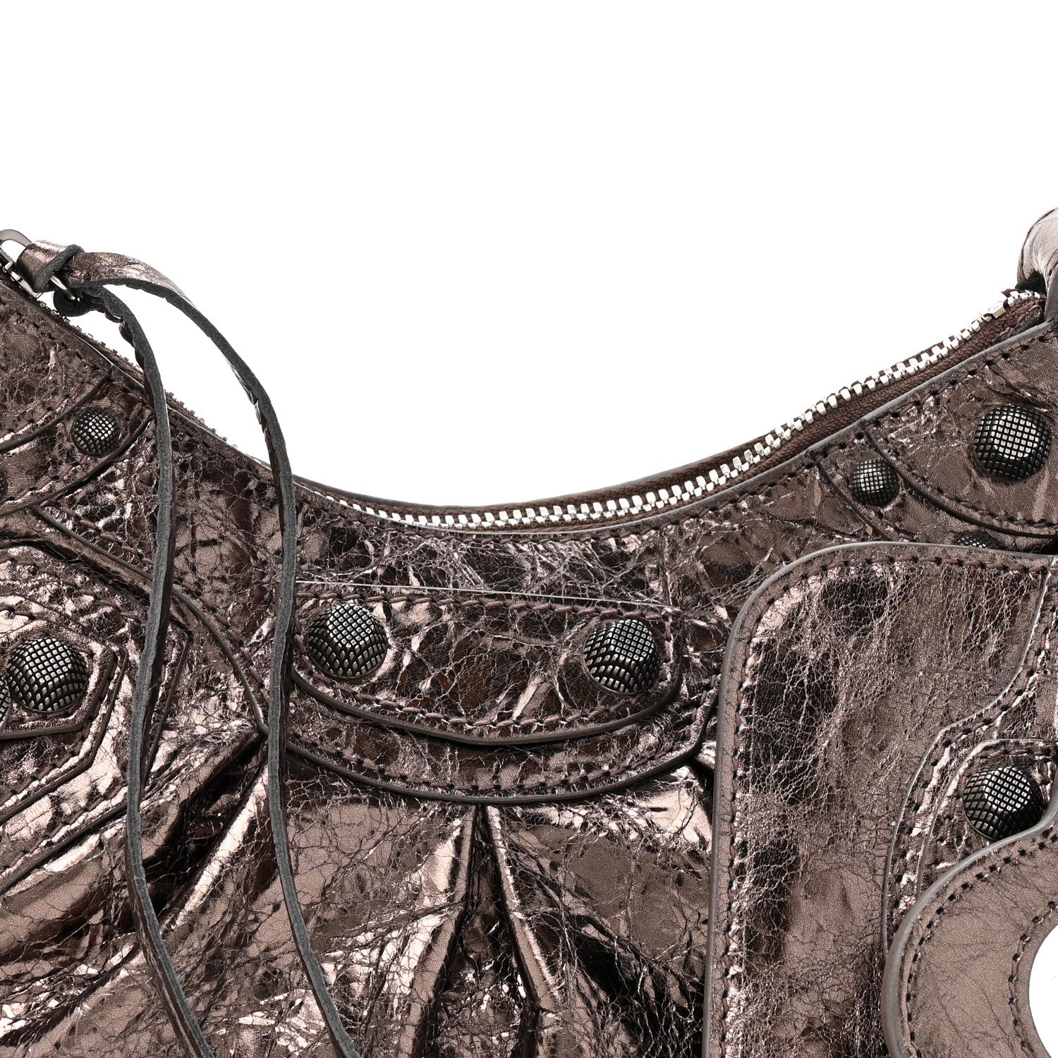 Balenciaga Metallic Agneau Arena Le Cagole Shoulder Bag XS Dark Bronze