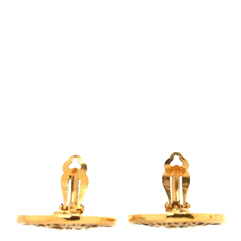 Chanel Metal Rue Cambon Clip On Earrings Gold