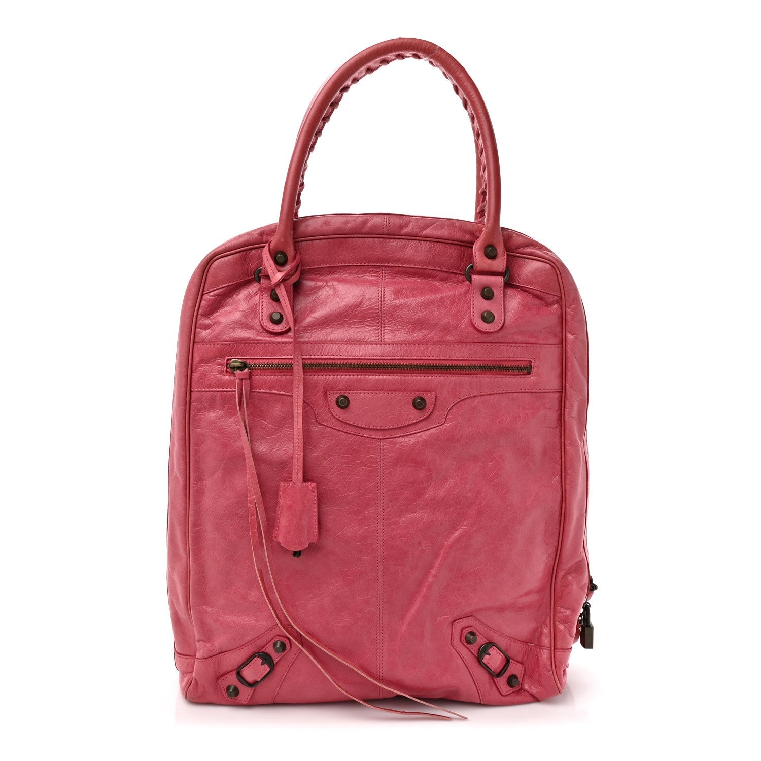 Balenciaga Agneau Classic Hardware Briefcase Tote Pivoine
