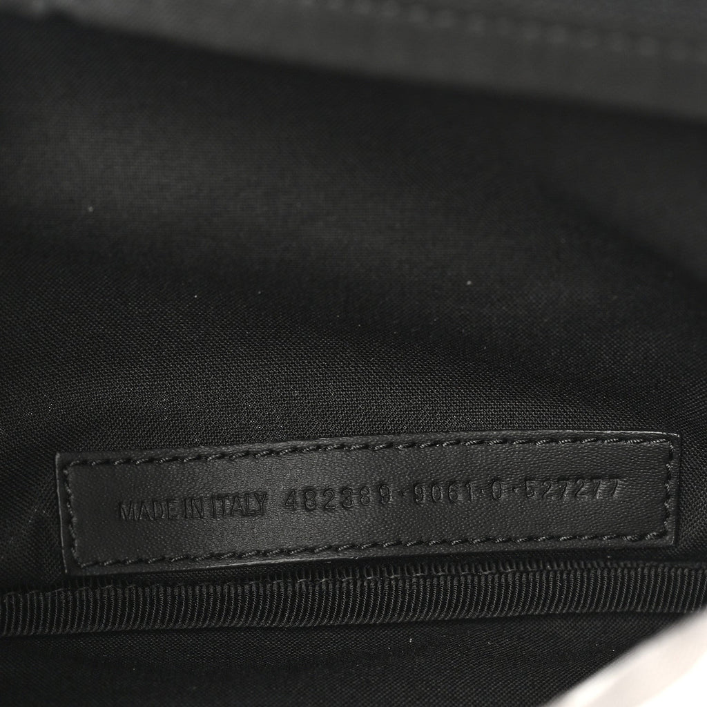Balenciaga Distressed Nylon Canvas Camo Logo Explorer Beltpack Black White Gray
