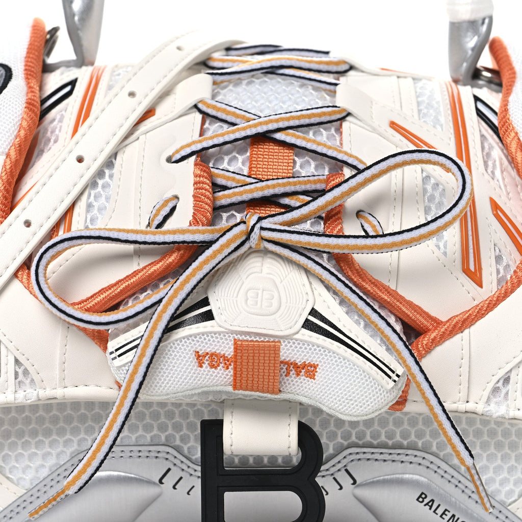Balenciaga Faux Calfskin Fabric Glow In The Dark Small Sneakerhead Top Handle Bag White Orange