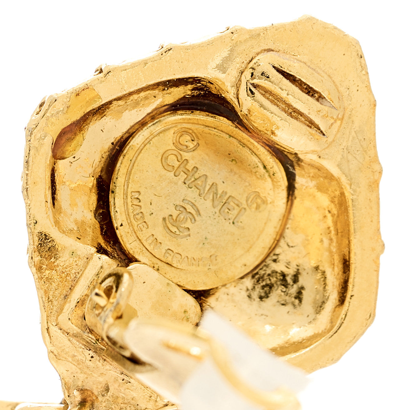 Chanel CC Logo Drop Earrings Gold