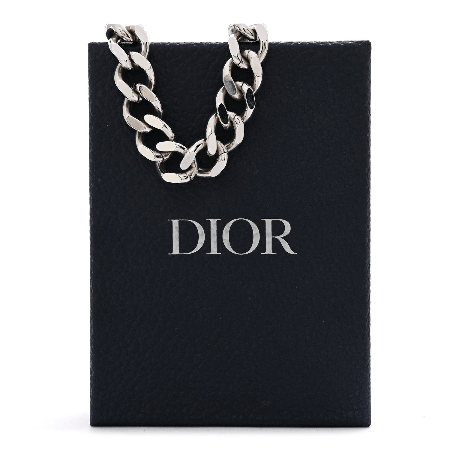 Christian Dior Metal CD Icon Chain Link Necklace Silver