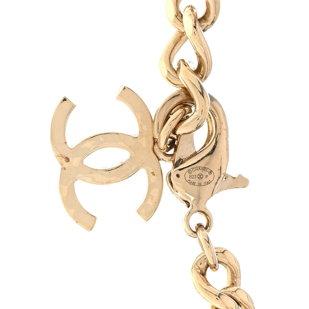 Chanel Crystal CC Link Choker Necklace Gold