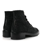Chanel Grosgrain Tweed Pearl CC Combat Short Boots 39 Black