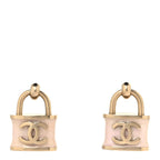 Chanel Resin Glitter Padlock CC Earrings Light Pink Gold