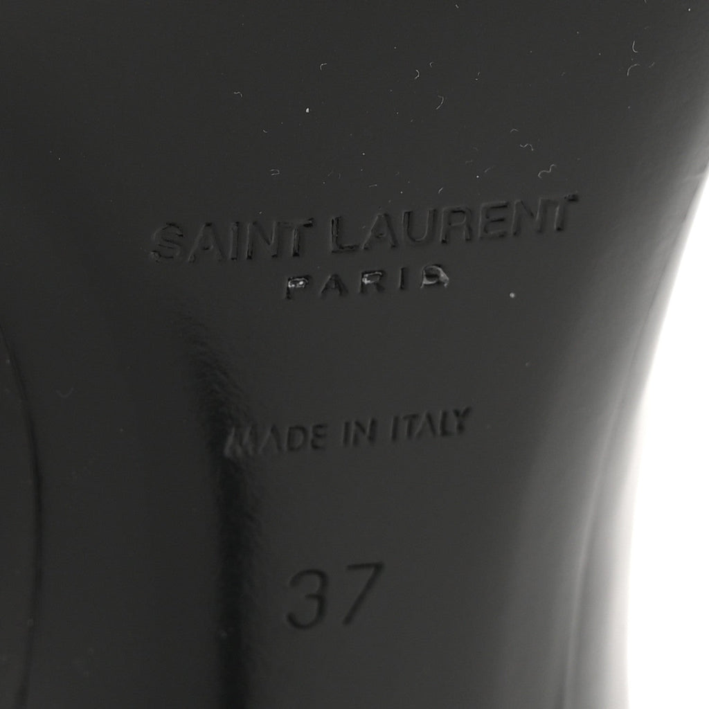 Saint Laurent Patent Vendome Buckle Ankle Booties 37 Black