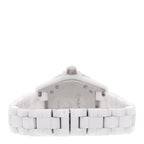 Chanel Stainless Steel Ceramic Diamond Mother of Pearl 33mm J12 Quartz Watch White