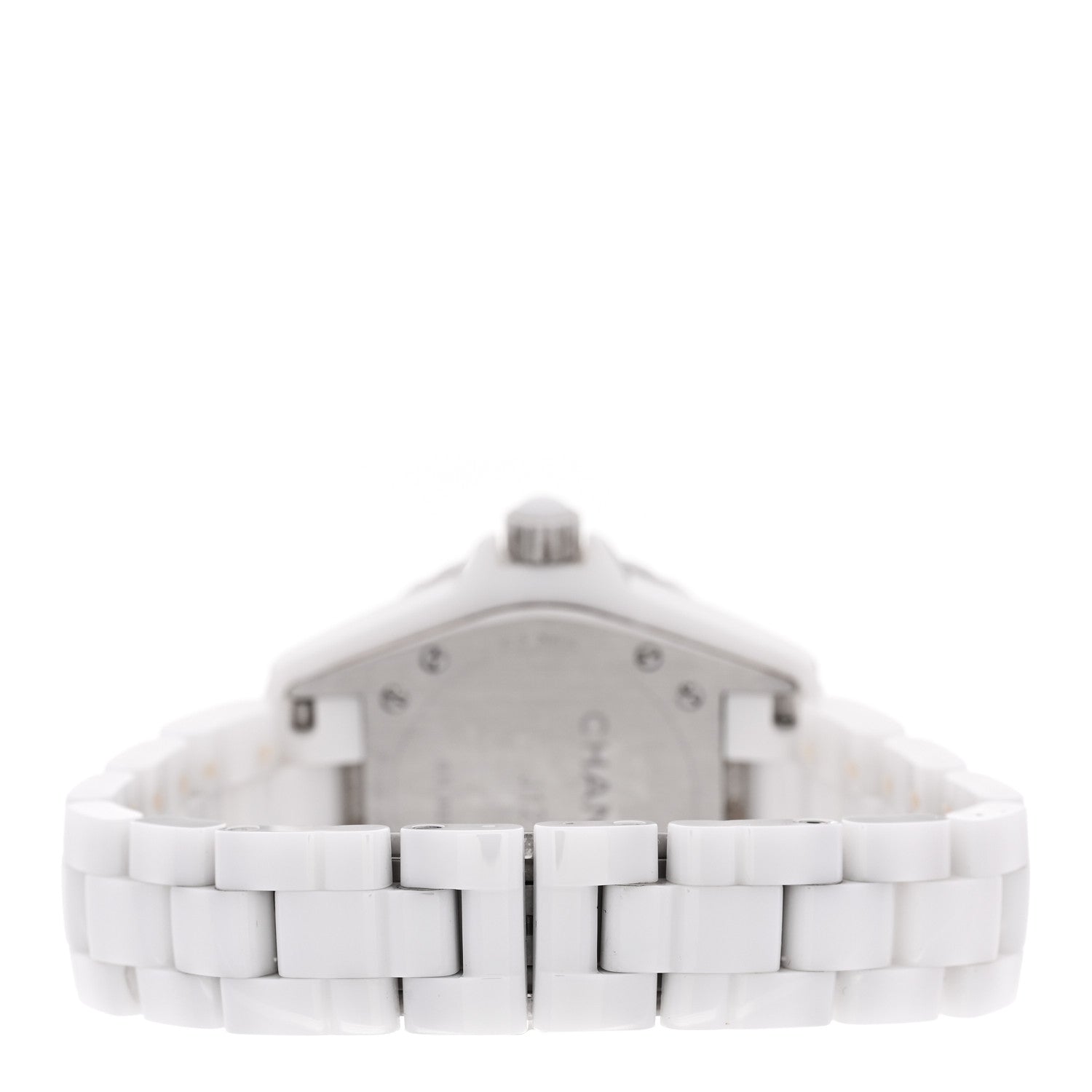 Chanel Stainless Steel Ceramic Diamond Mother of Pearl 33mm J12 Quartz Watch White