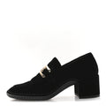 Chanel Shiny Calfskin Logo Loafers 38 Black