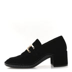 Chanel Shiny Calfskin Logo Loafers 38 Black