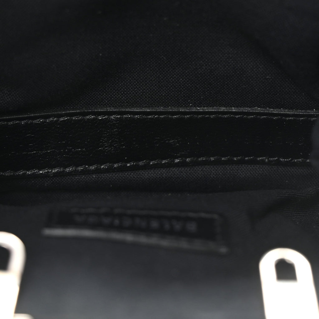 Balenciaga Metallic Textured Calfskin Logo Cloud Coin Purse With Strap Silver