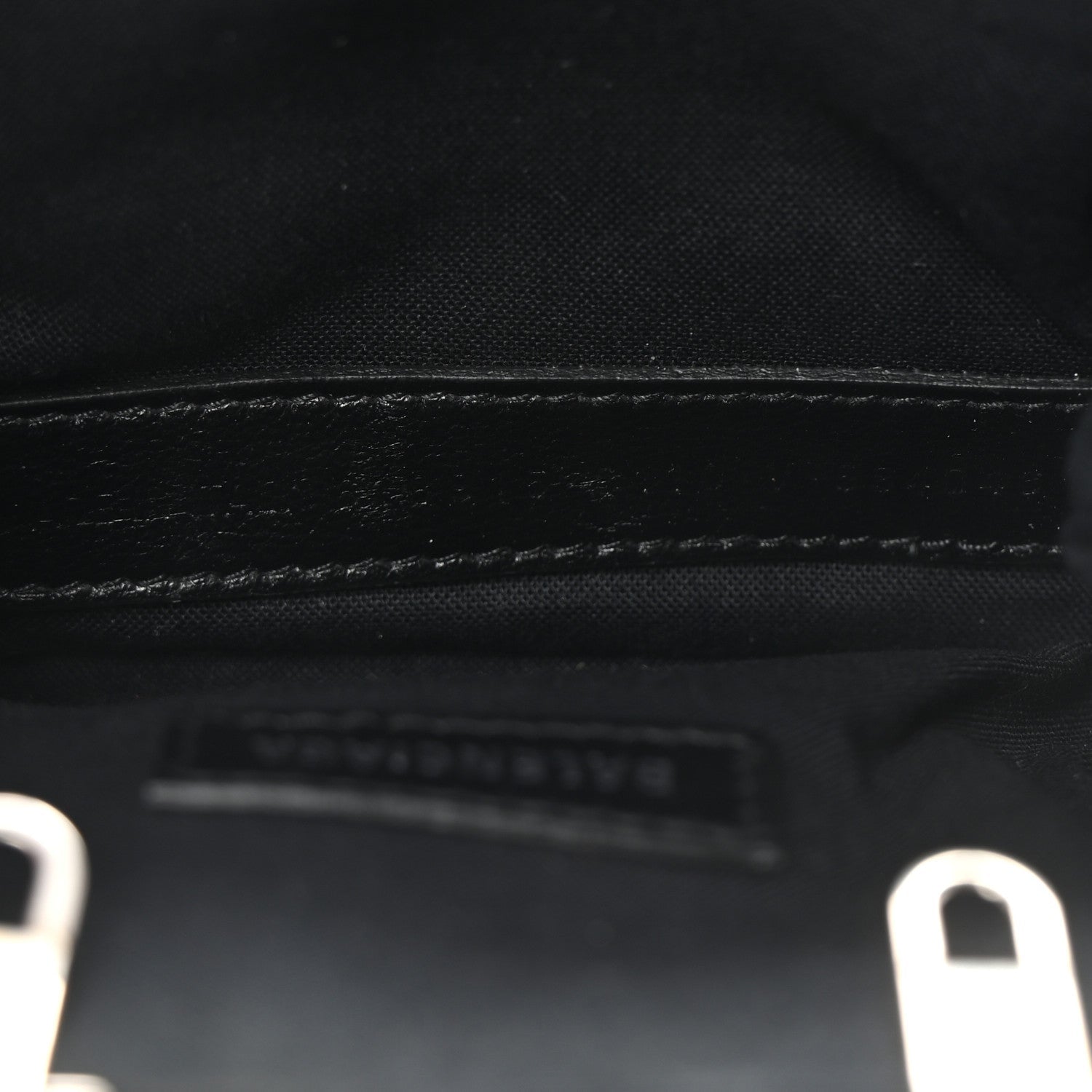 Balenciaga Metallic Textured Calfskin Logo Cloud Coin Purse With Strap Silver