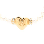 Chanel Crystal Pearl CC Heart Choker Necklace Gold