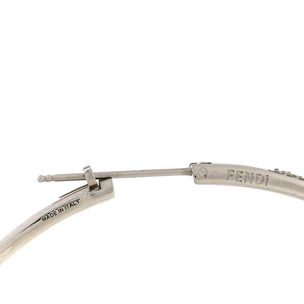 Fendi Metal Crystal Large F is Fendi Hoop Earrings Silver