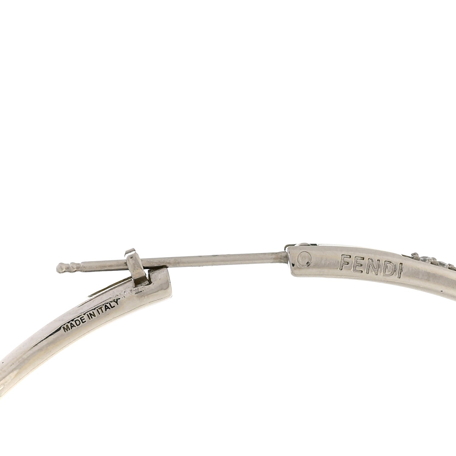 Fendi Metal Crystal Large F is Fendi Hoop Earrings Silver