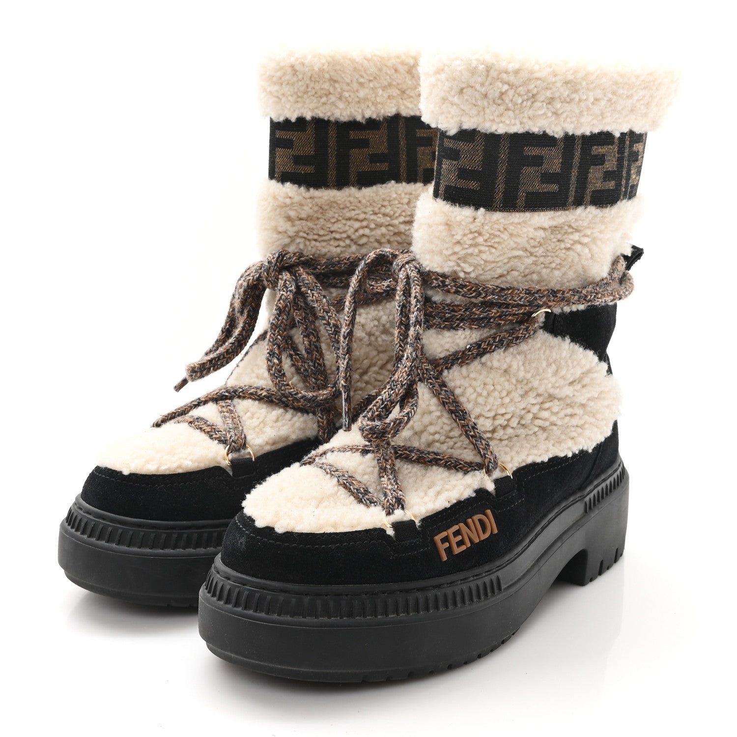 Fendi Sheepskin Suede Apres Chic Boots 38 Black