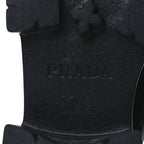 Prada Spazzolato Rois Re-Nylon Metal Triangle Logo Monolith Pouch Pocket 55mm Boots 41 Black