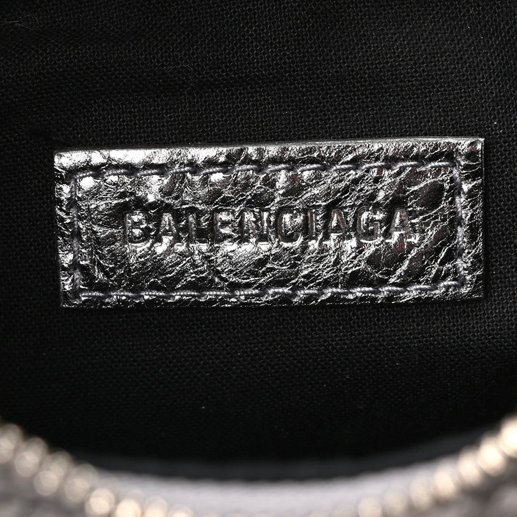 Balenciaga Metallic Agneau Arena Le Cagole Shoulder Bag XS Silver