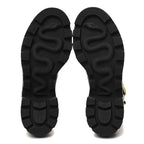 Gucci Calfskin Sylvie Web Lace Up Combat Boots 35 Black
