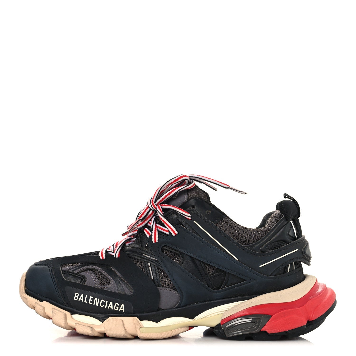 Balenciaga Mesh Nylon Womens Track Sneakers 39 Black Gris