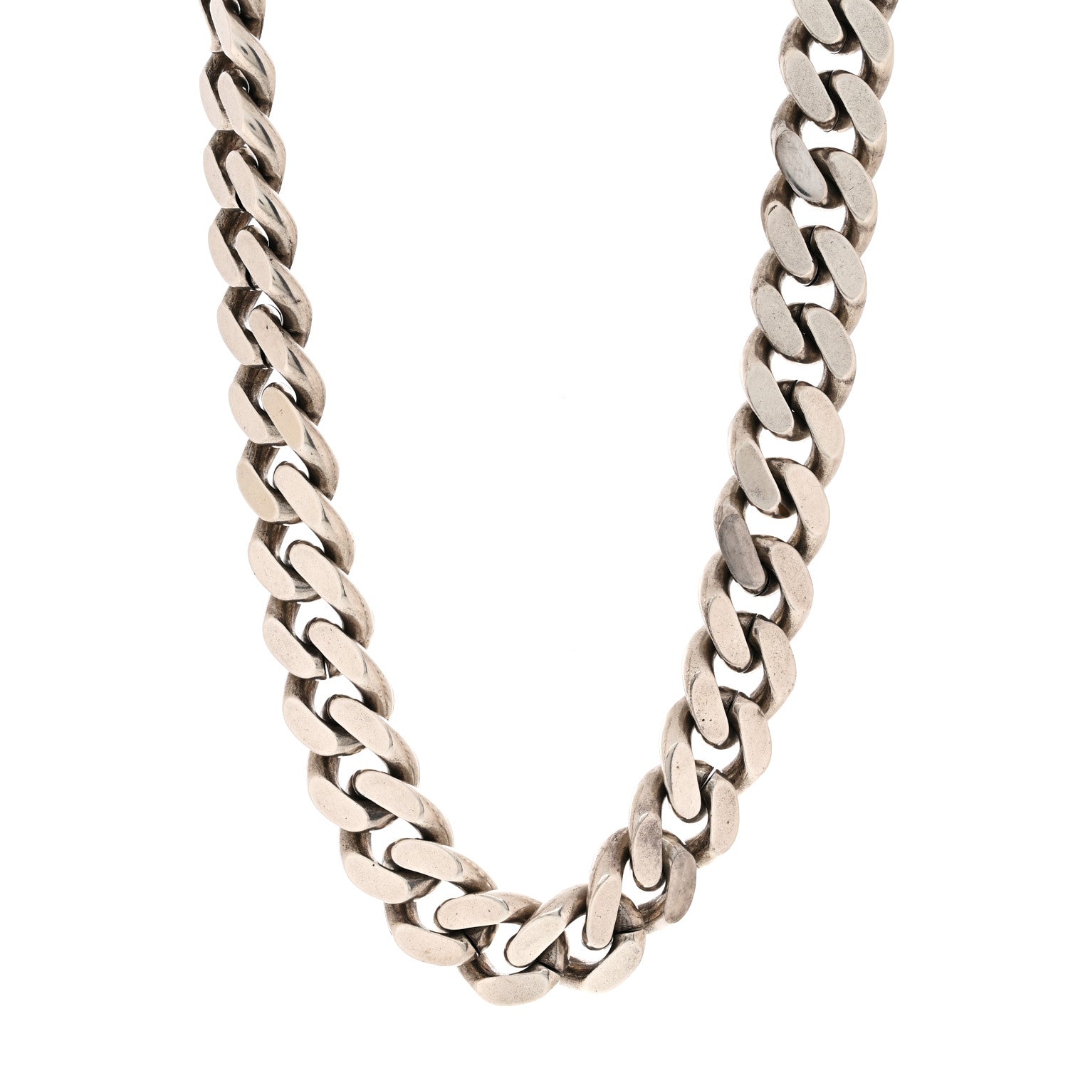 Saint Laurent Metal Curb Chain Necklace Oxidized Silver