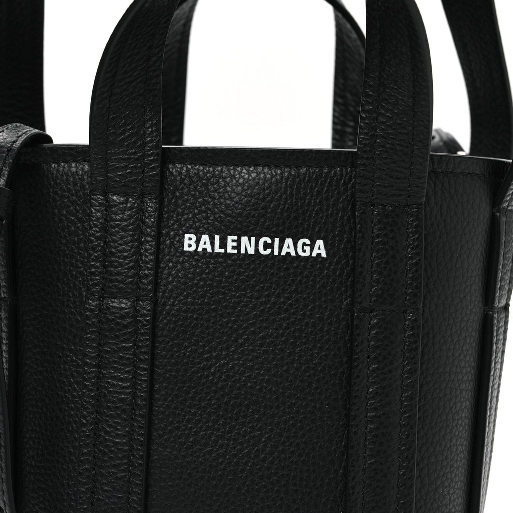 Balenciaga Grained Calfskin Mini 2.0 Everyday North South Shoulder Tote Bag Black