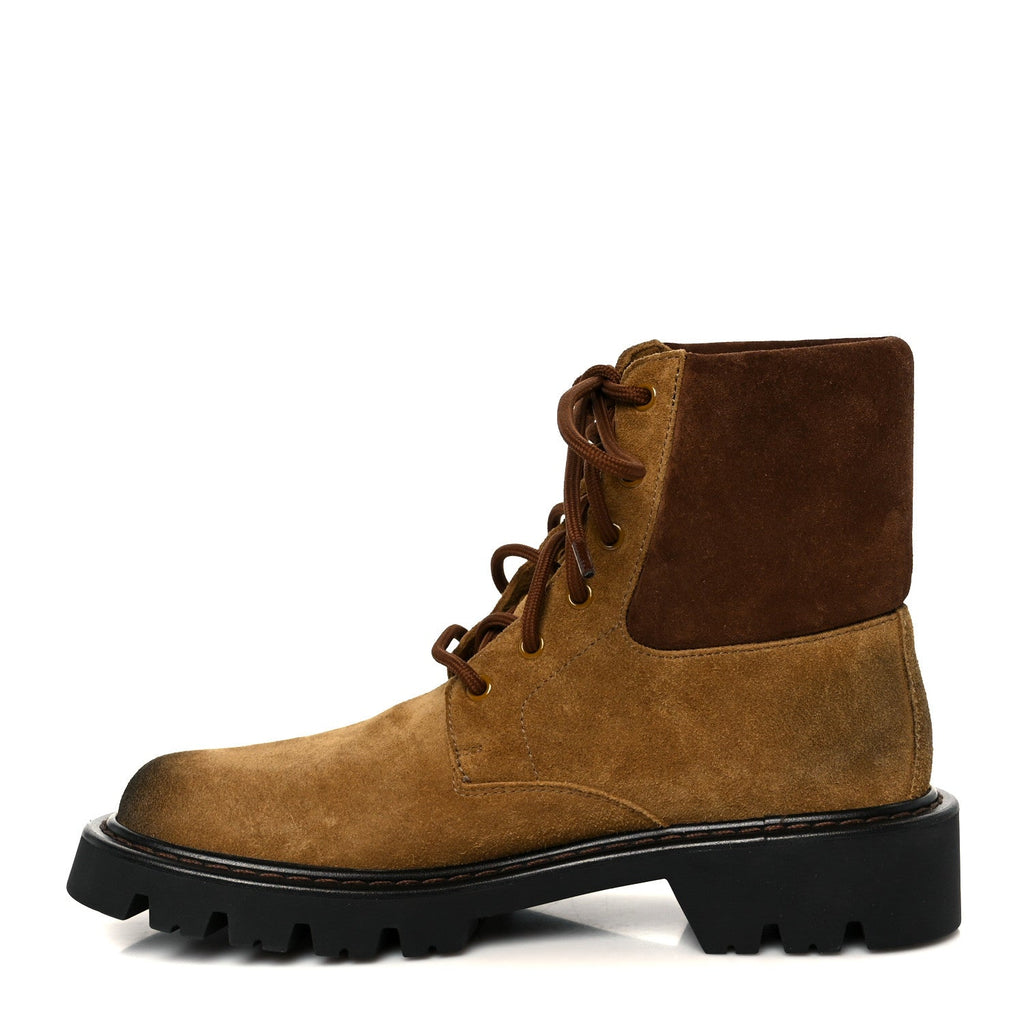 Loewe Suede Mens Sierra Combat Boots 41 Tobacco Brown