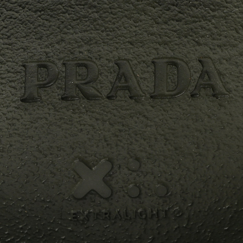 Prada Spazzolato Rois Re-Nylon Metal Triangle Logo Monolith Pouch Pocket 55mm Boots 41 Militare